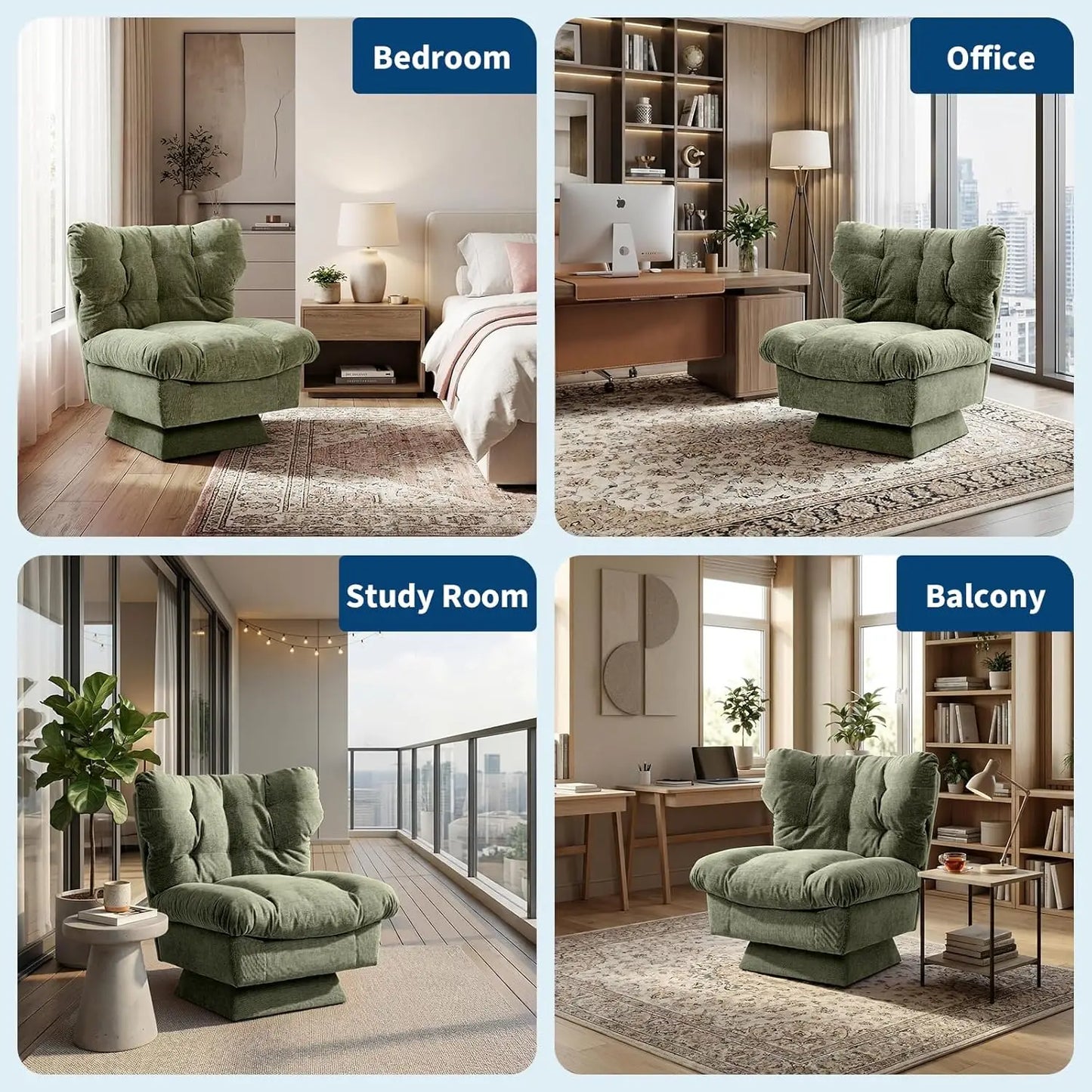 Chenille Swivel Accent Chair 360 Degree Comfort Modern Sofa Chair
