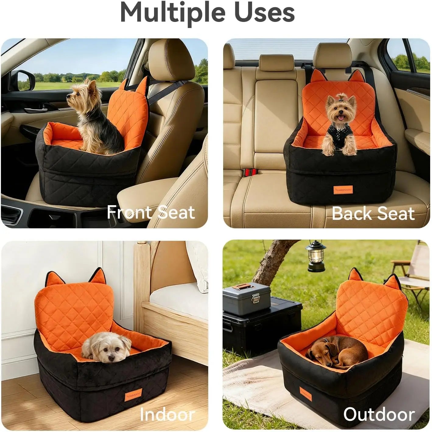 CABZOON Dog Car Seat With Elevated Cushion And Washable Cover