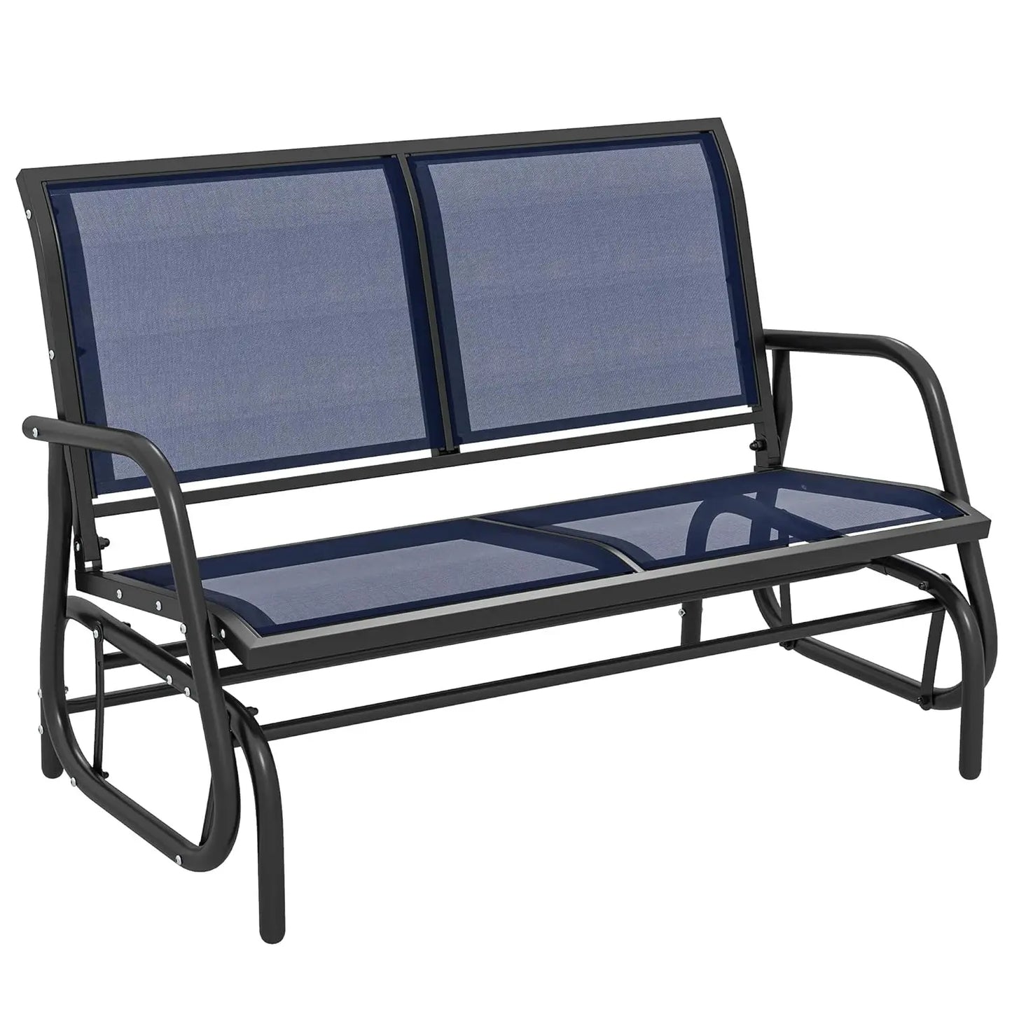 Two Person Outdoor Glider Bench With Powder Coated Steel Frame