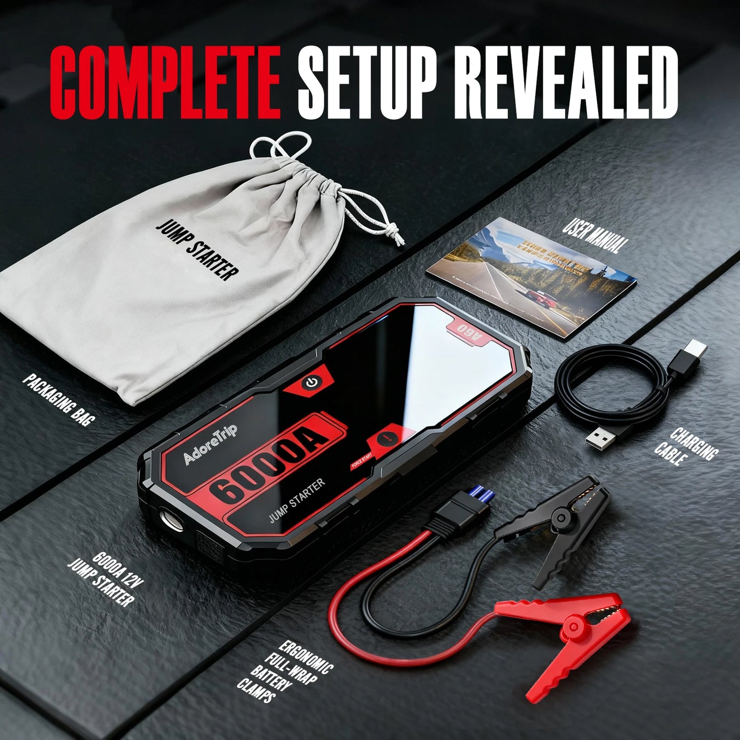 AdoreTrip 6250A Car Jump Starter Portable 12V Power Bank
