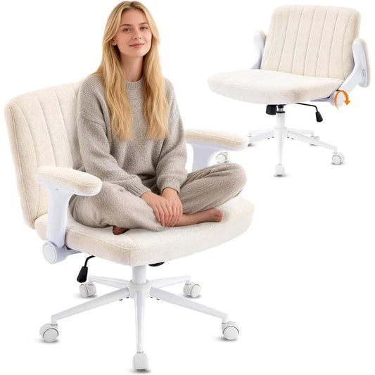 Criss Cross Chair With Adjustable Arms Cross-Legged Wheels