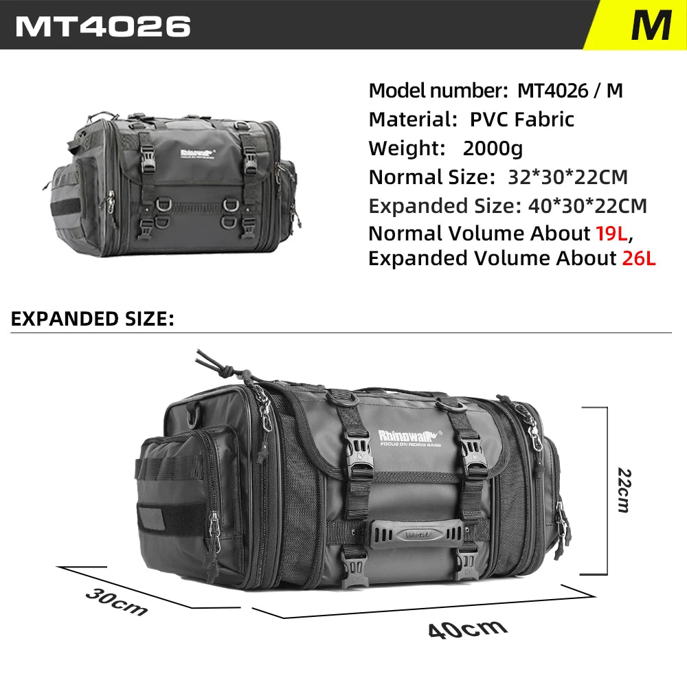 Rhinowalk Waterproof Motorcycle Travel Luggage Bag Expandable for Motorcycles