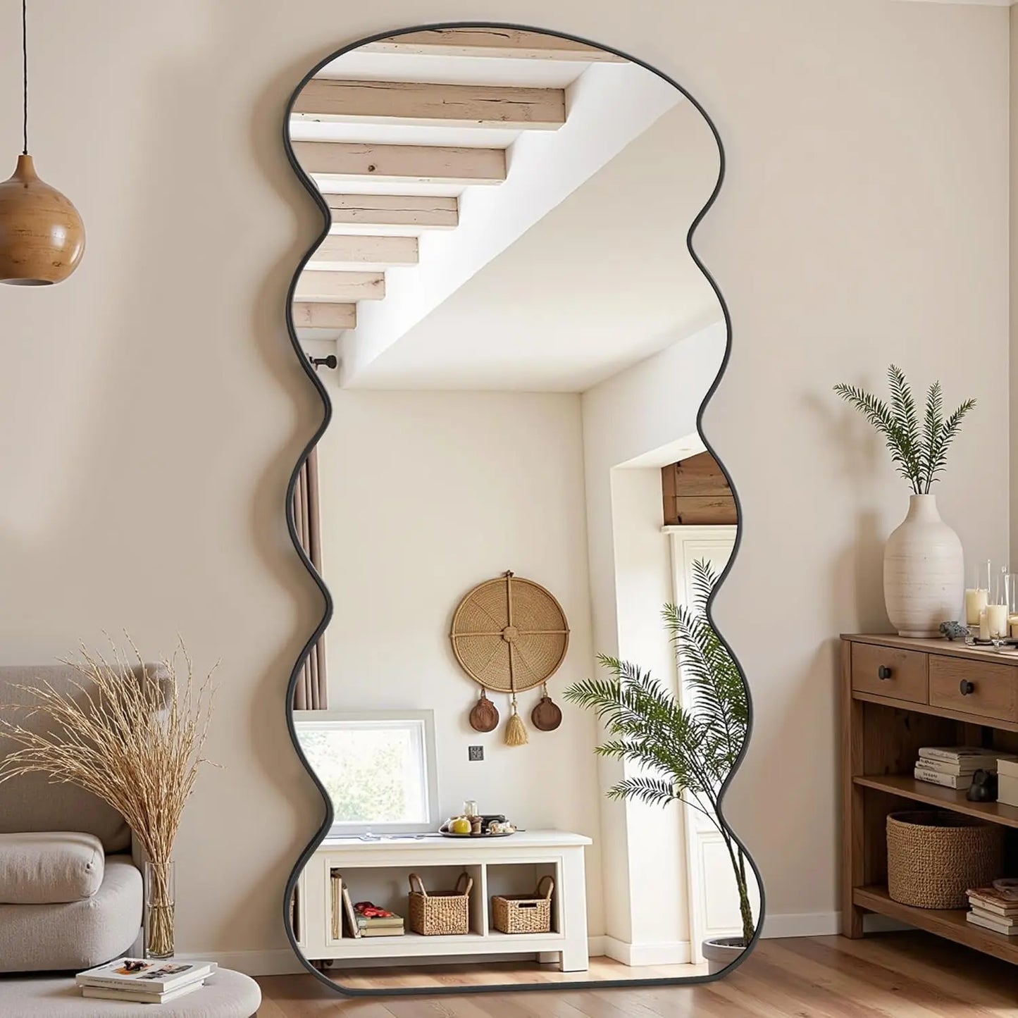 Wavy Mirror With Stand For Bedroom And Living Room