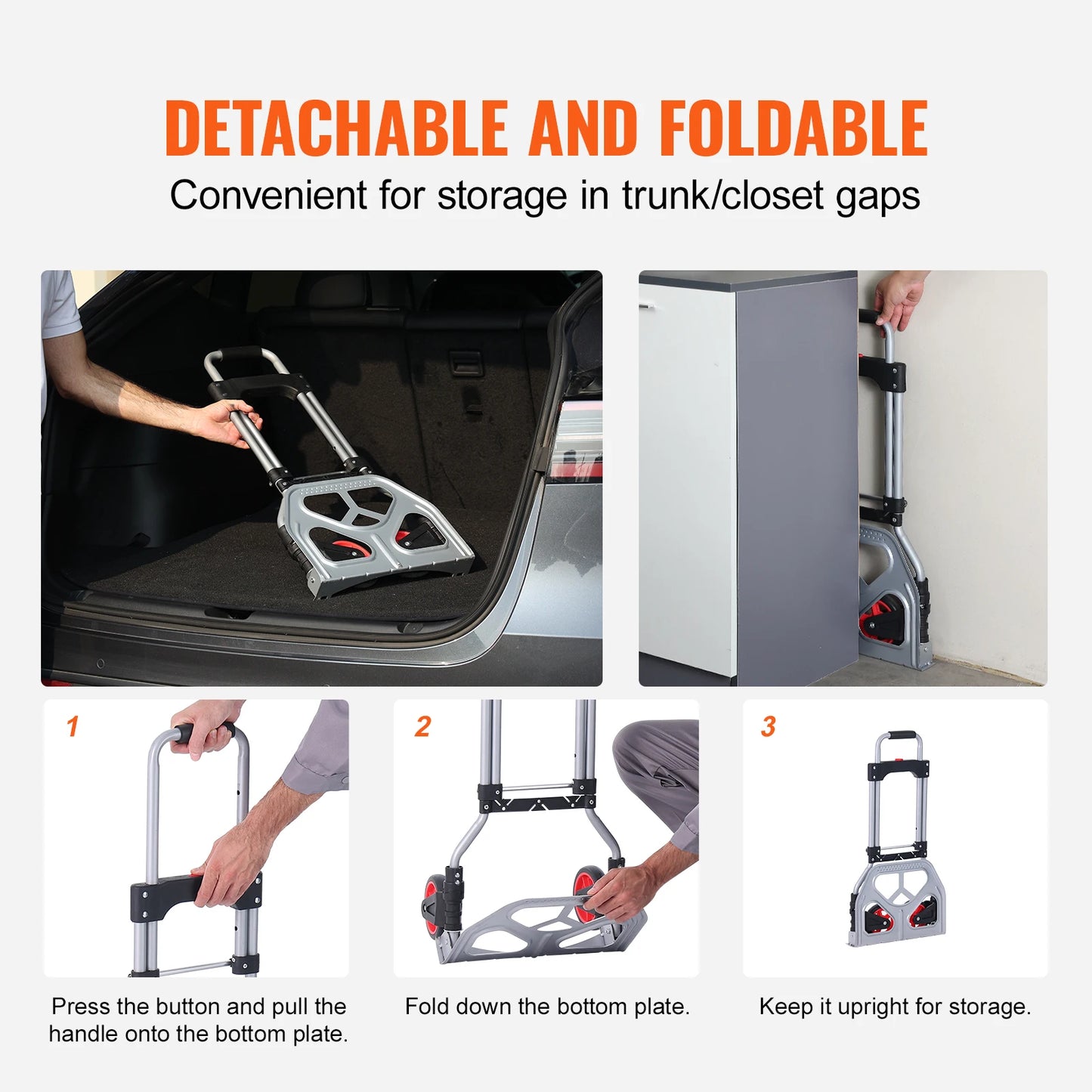 SucceBuy Folding Telescoping Handle Hand Truck Dolly Aluminum Stair Cart