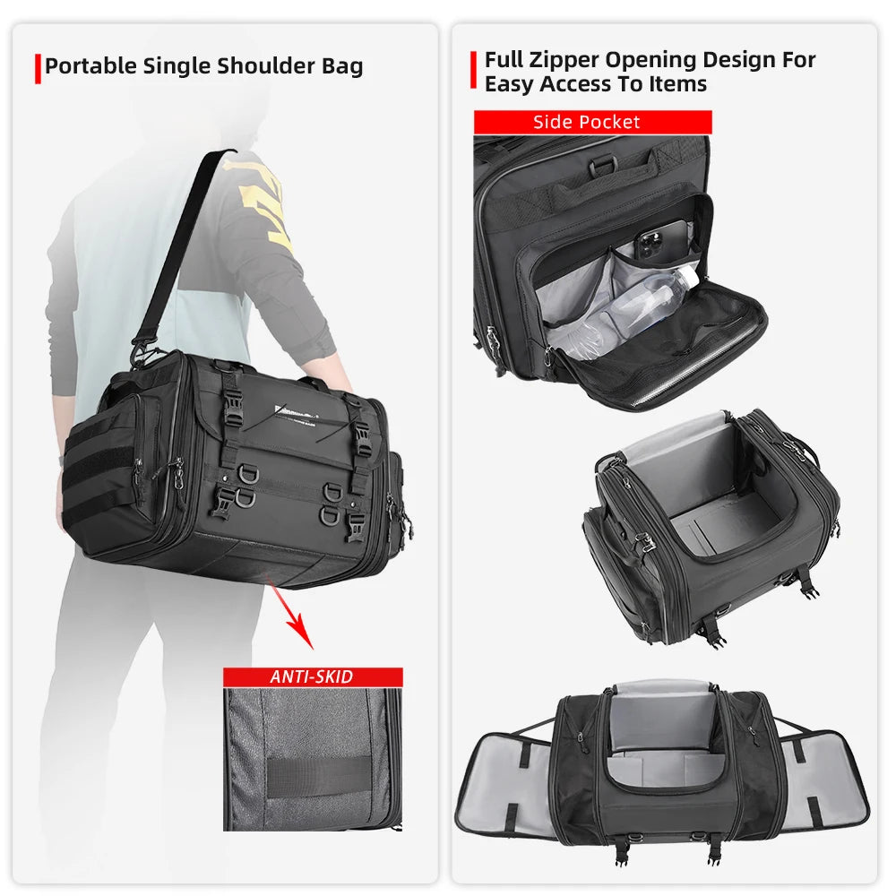 Rhinowalk Waterproof Motorcycle Travel Luggage Bag Expandable for Motorcycles