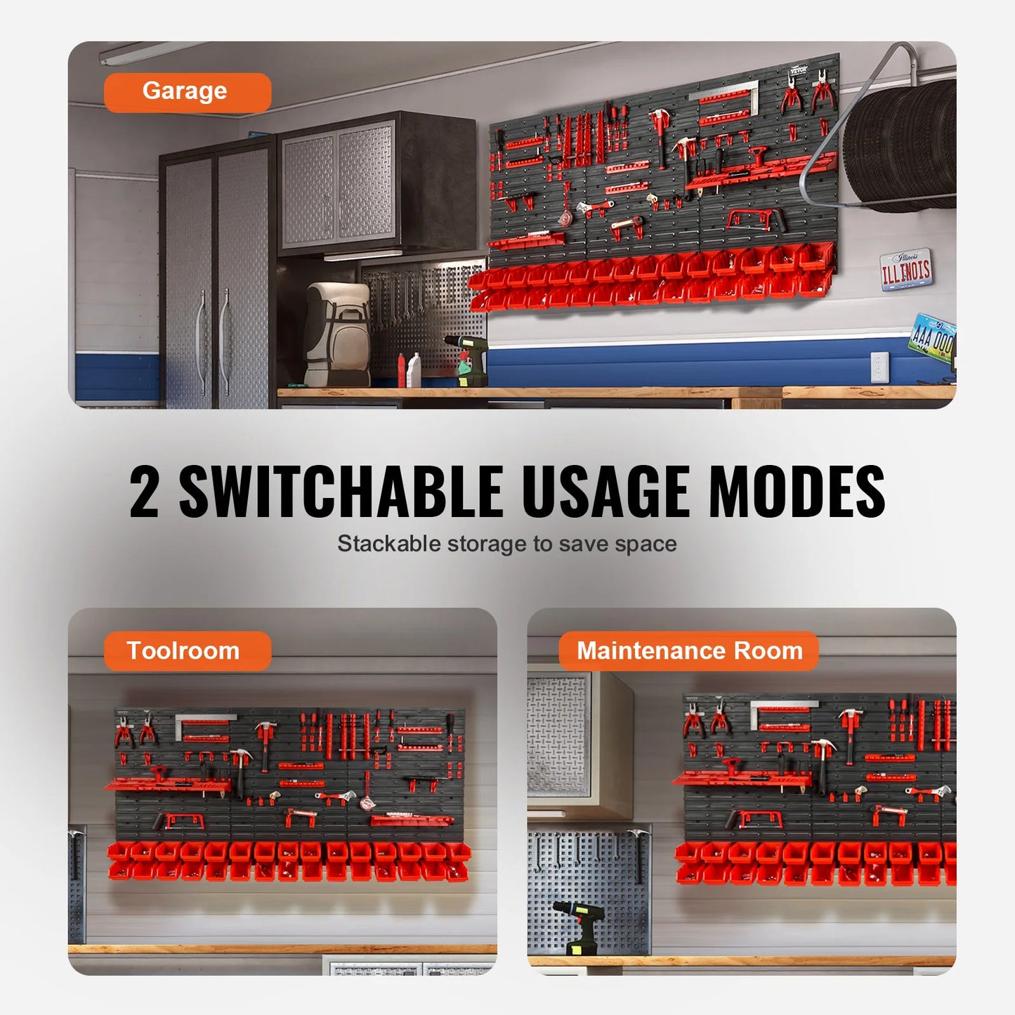 SucceBuy Wall Mounted Storage Bins Organizer Garage