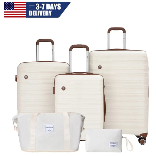 TravelhouseCN 5 Piece Luggage Set With Spinner Wheels TSA Lock