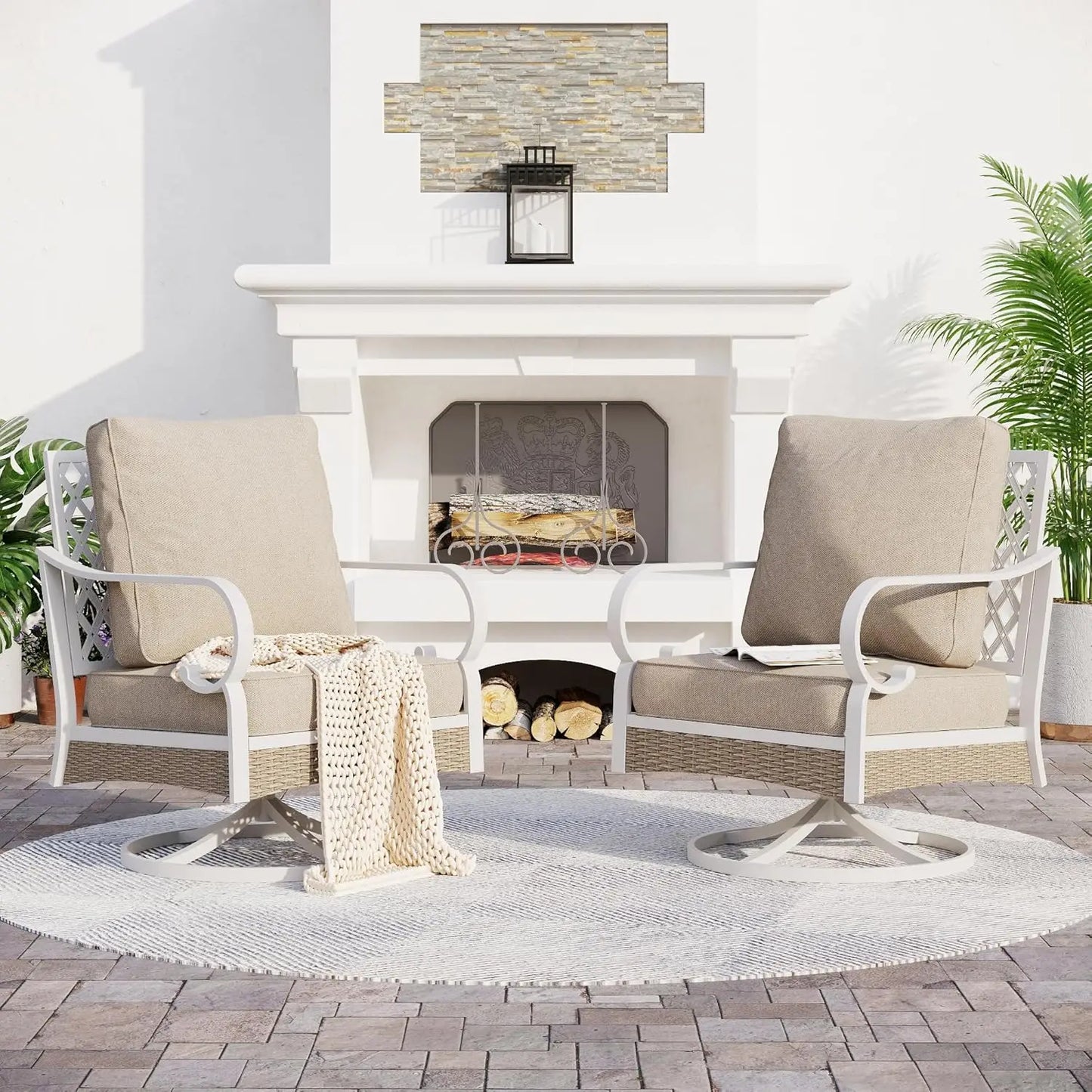 All Weather Metal Outdoor Patio Chairs 2-Piece Swivel Set