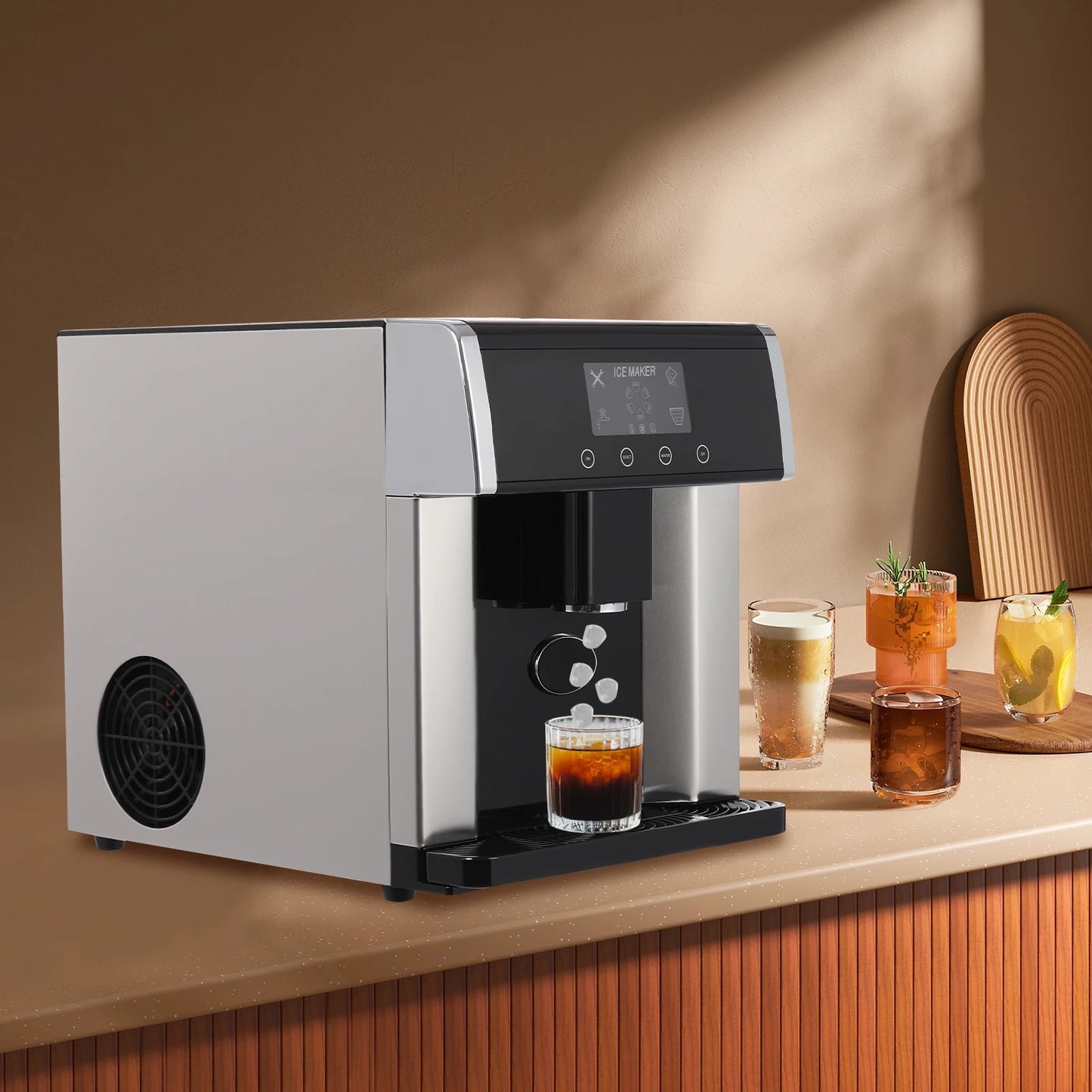 Bymaocar 2-In-1 Touch Screen Ice Maker And Cold Water Dispenser