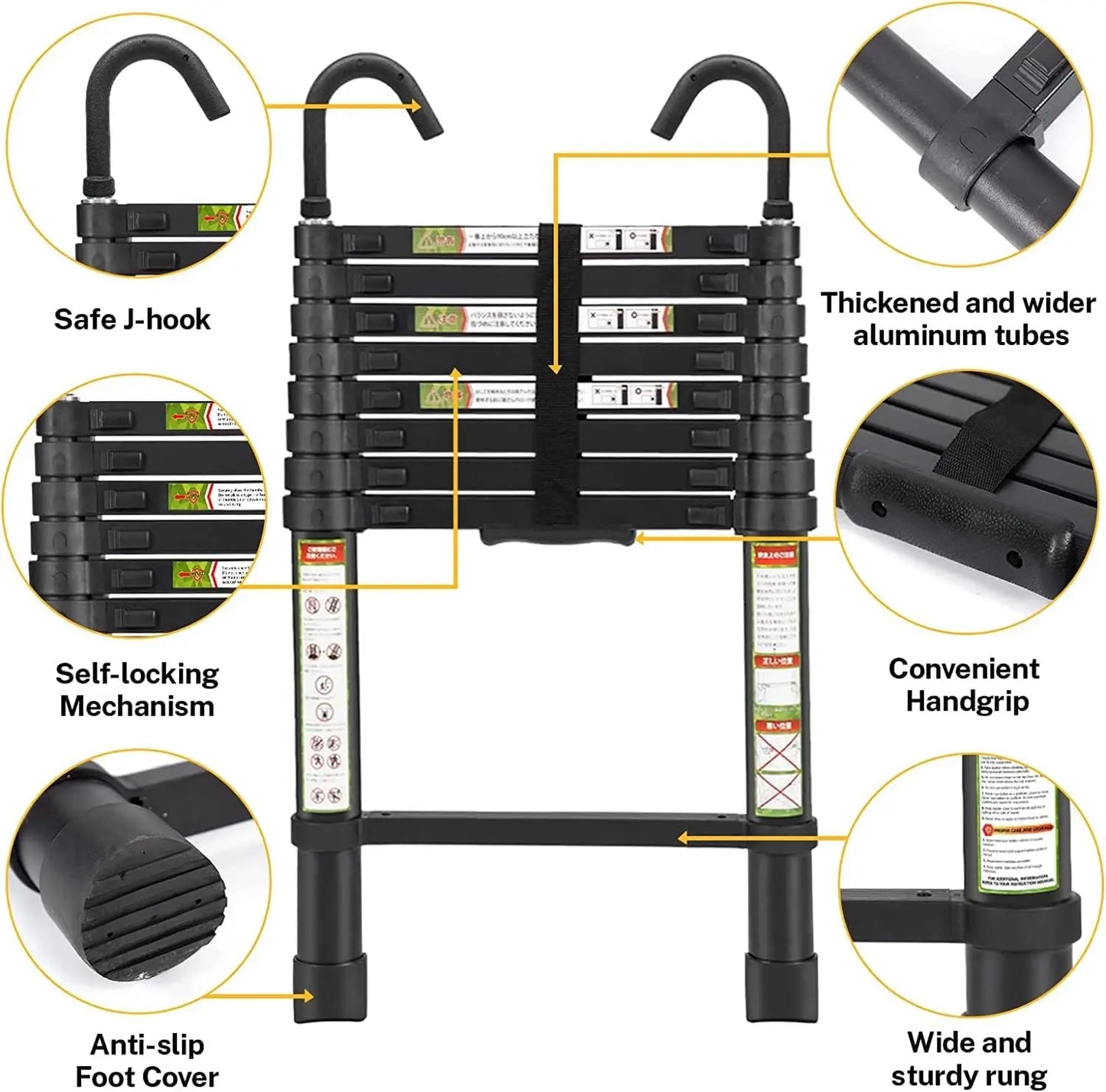 XMSJ Telescopic Ladder 6.5 ft Aluminum with Non Slip Feet