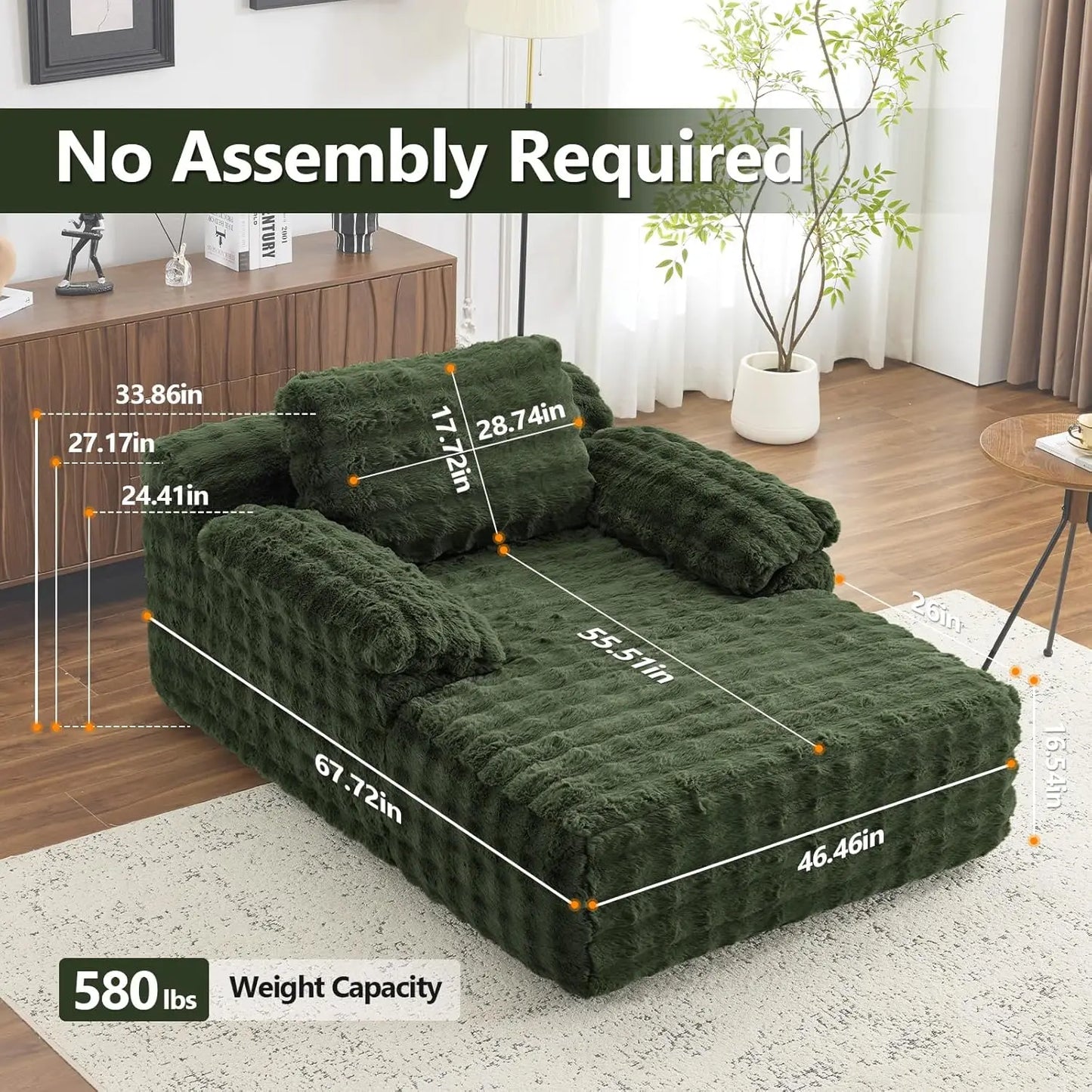 Chaise Lounge Chair Indoor Reading Sofa Bed With Bubble Fleece