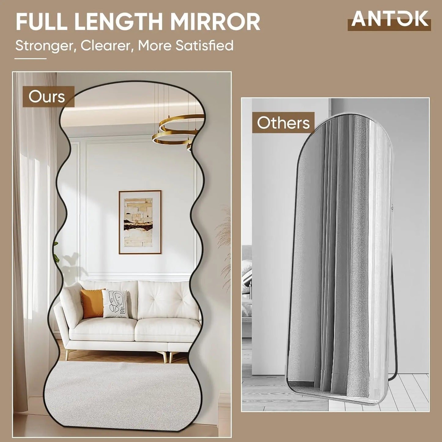 Wavy Mirror With Stand For Bedroom And Living Room
