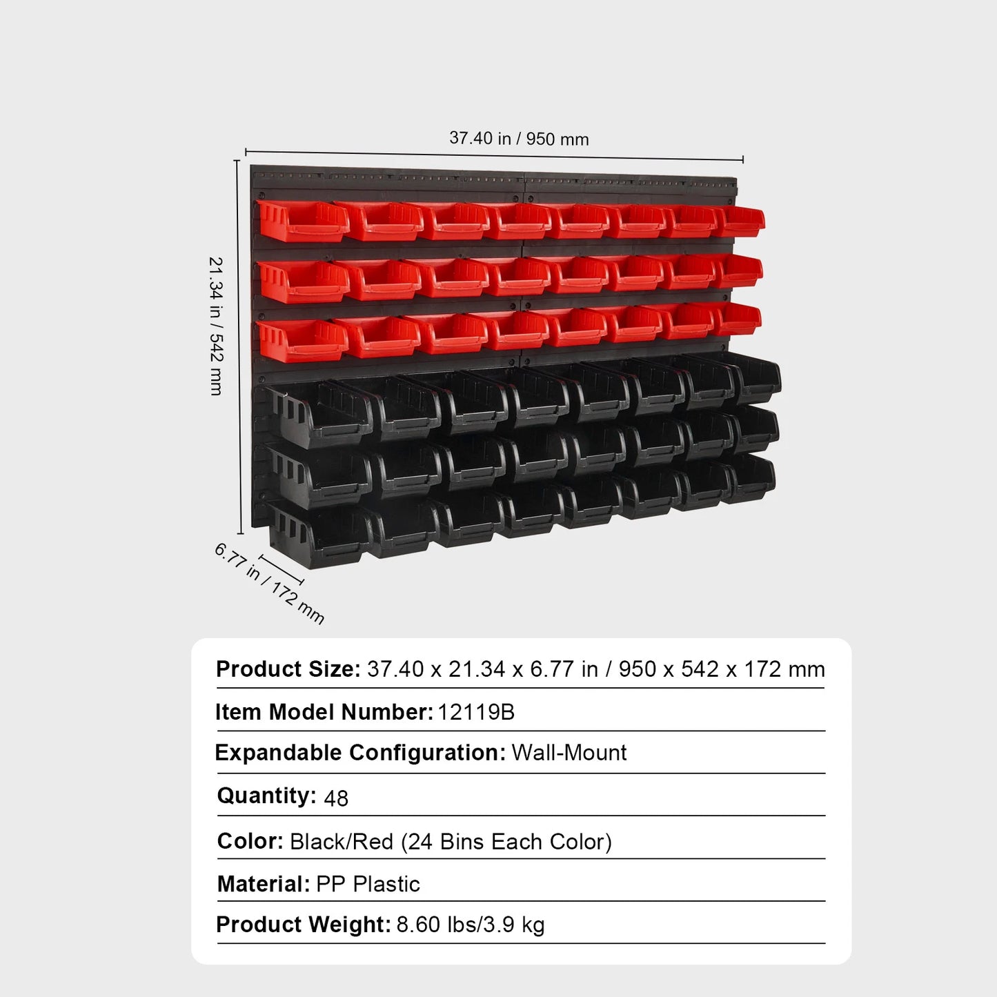 SucceBuy Wall Mounted Storage Bins Organizer Garage