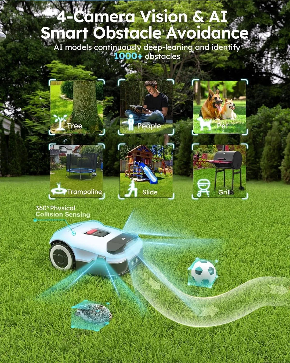 Anthbot Genie3000 AI Wireless Robotic Lawn Mower with Vision