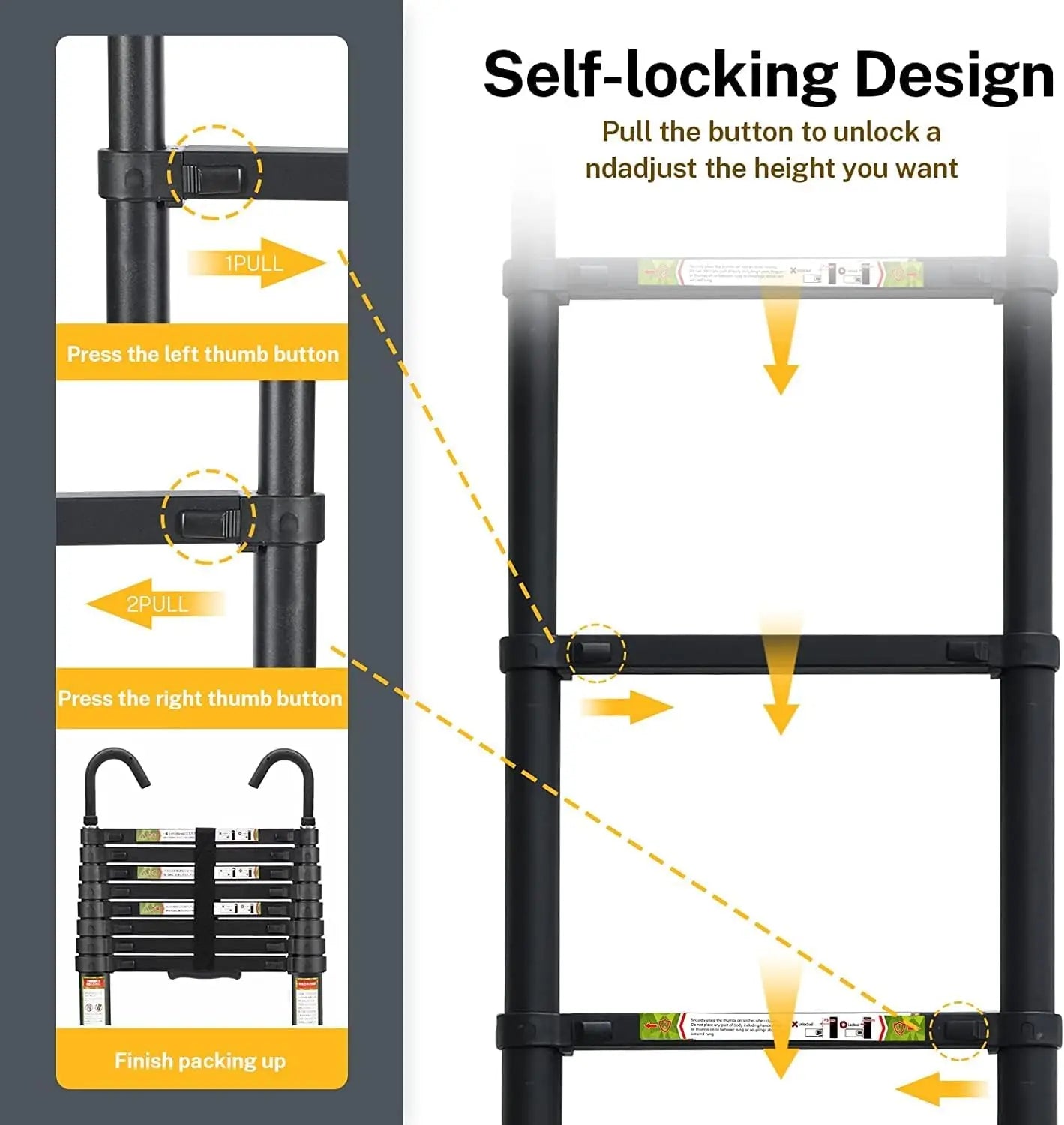 XMSJ Telescopic Ladder 6.5 ft Aluminum with Non Slip Feet