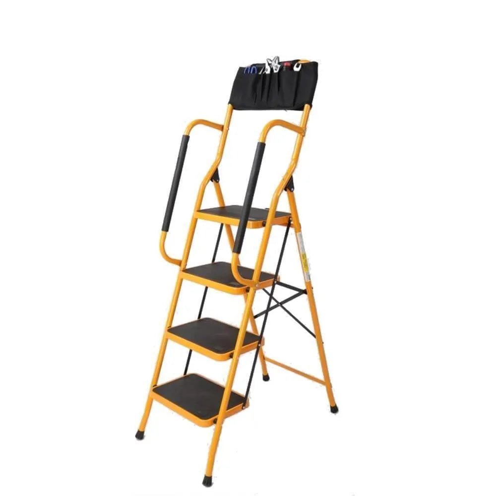 4 Step Folding Ladder With Handrails And Tool Bag