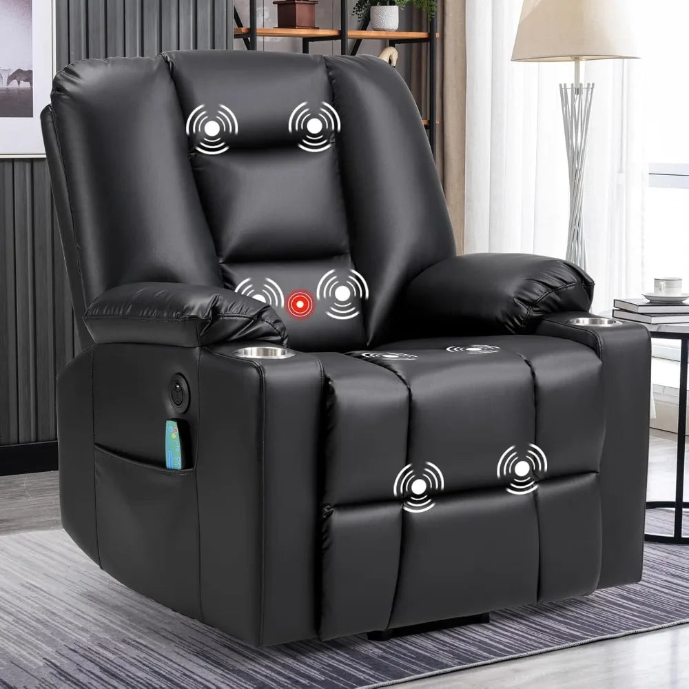 Power Lift Chair With Heat Massage USB Ports Faux Leather