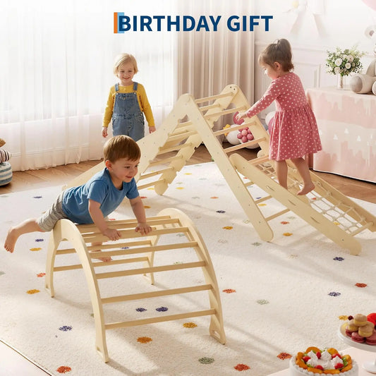 TWISTER.CKCN Collapsible Wooden Climbing Triangle Set for Toddlers
