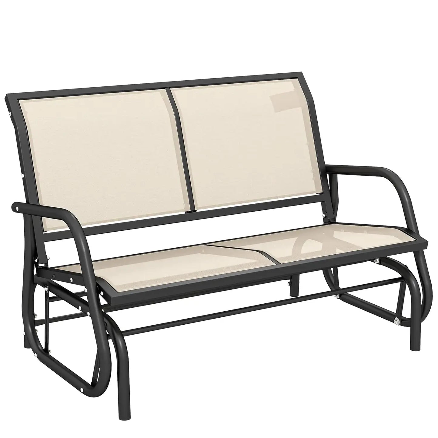 Two Person Outdoor Glider Bench With Powder Coated Steel Frame