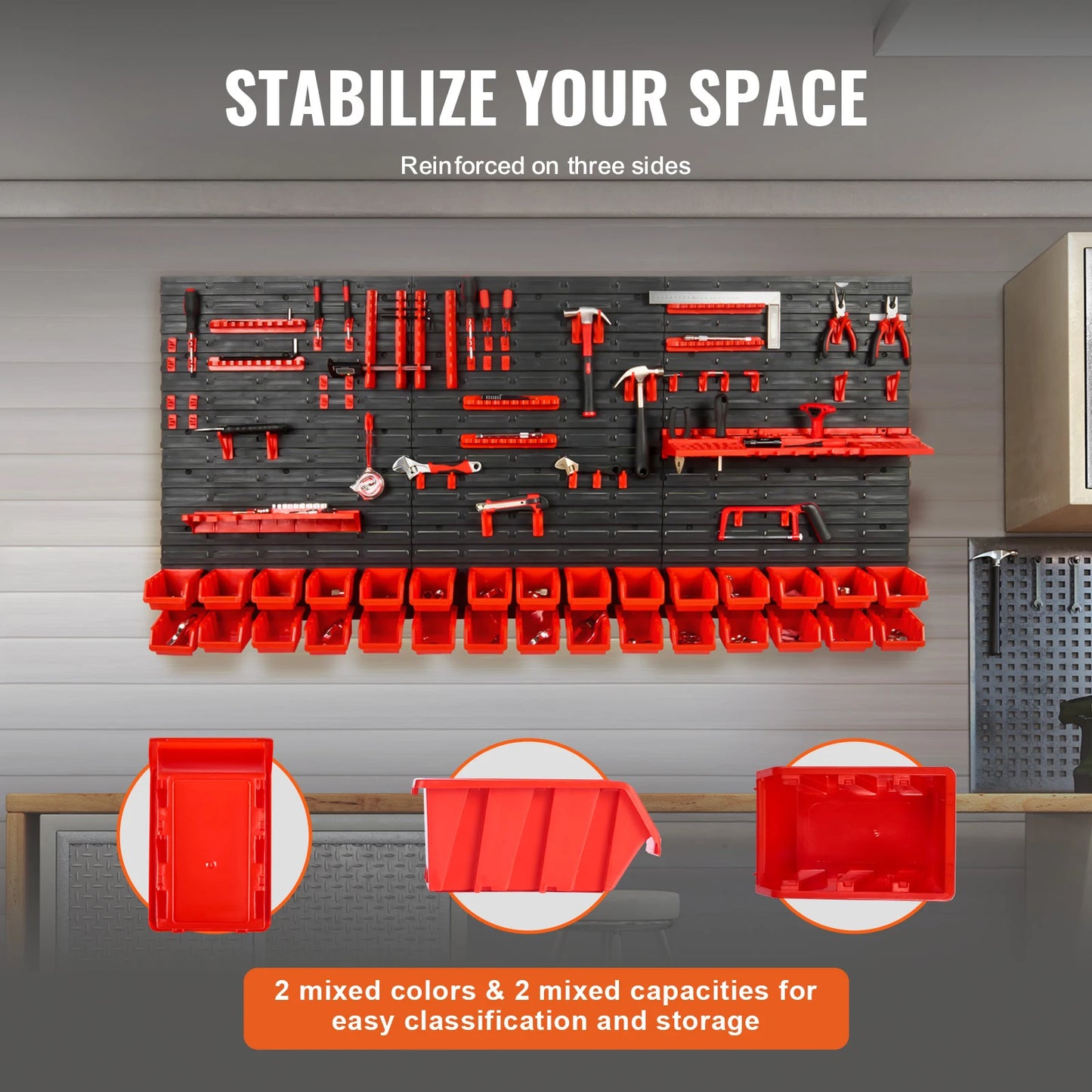 SucceBuy Wall Mounted Storage Bins Organizer Garage