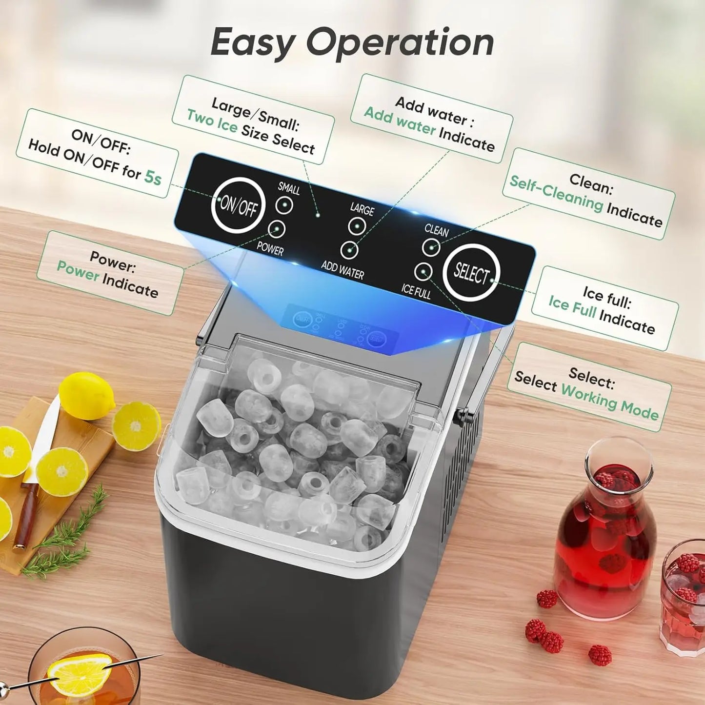 Portable Ice Maker SelfCleaning Quiet for Home Kitchen Travel