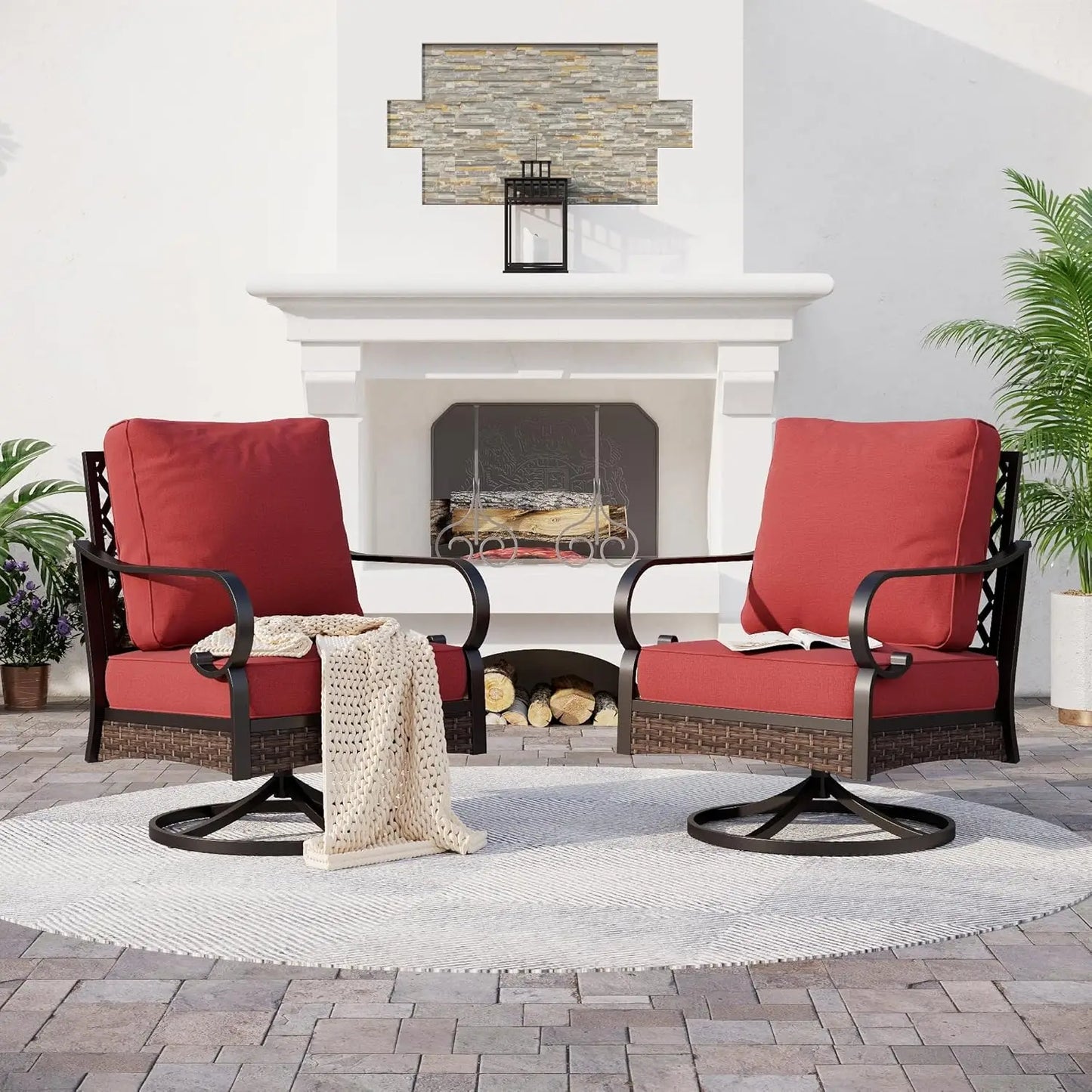 All Weather Metal Outdoor Patio Chairs 2-Piece Swivel Set
