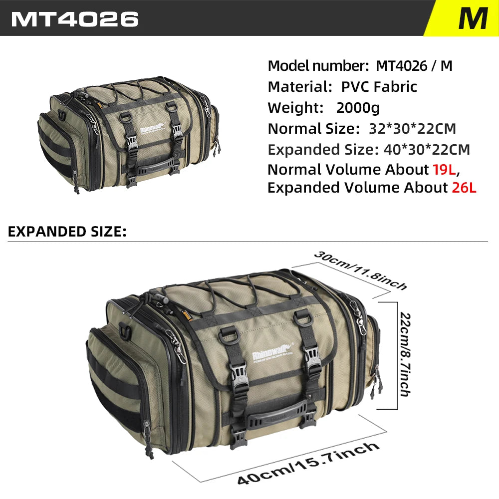 Rhinowalk Waterproof Motorcycle Travel Luggage Bag Expandable for Motorcycles