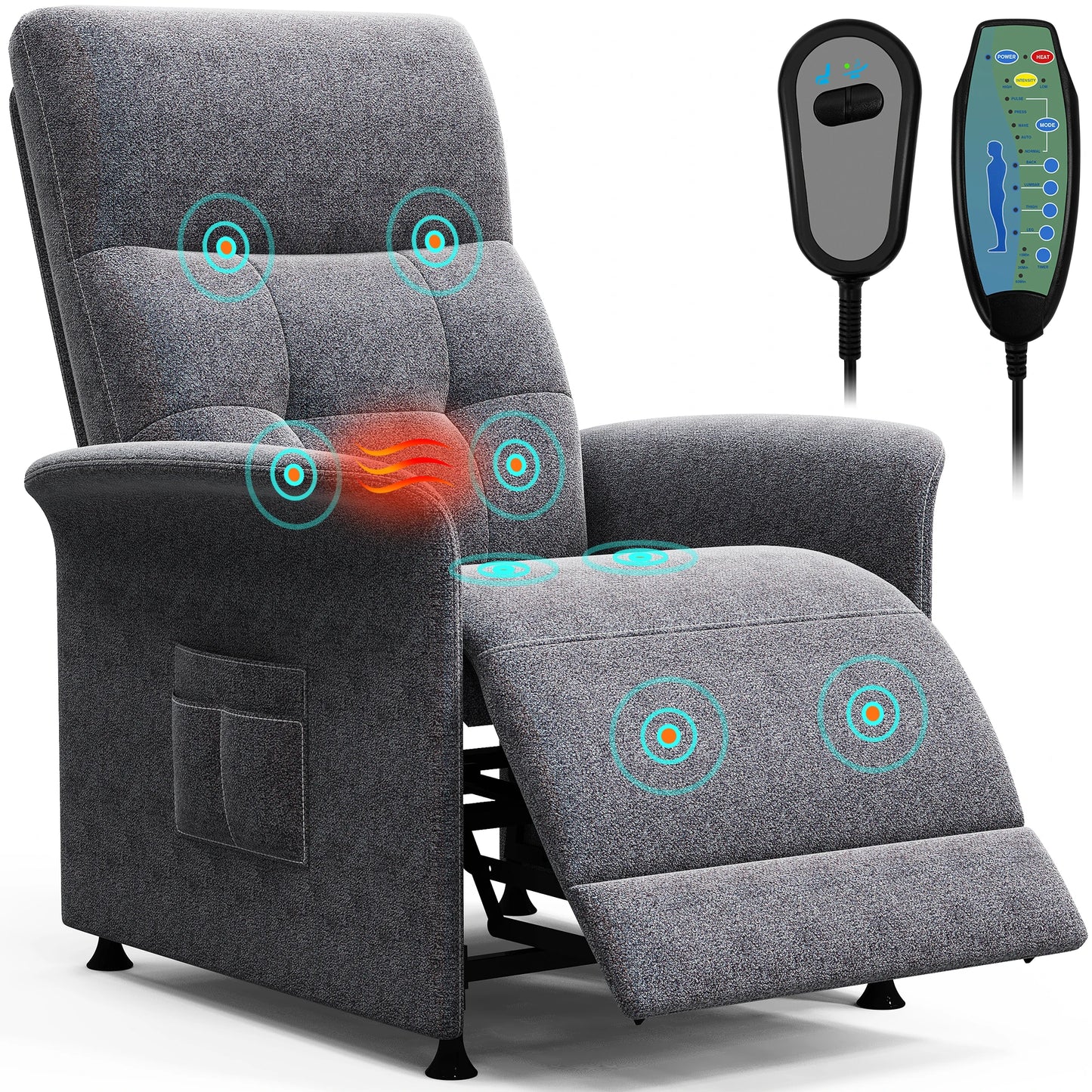 Power Recliner Chair With Heated Massage For Home Use