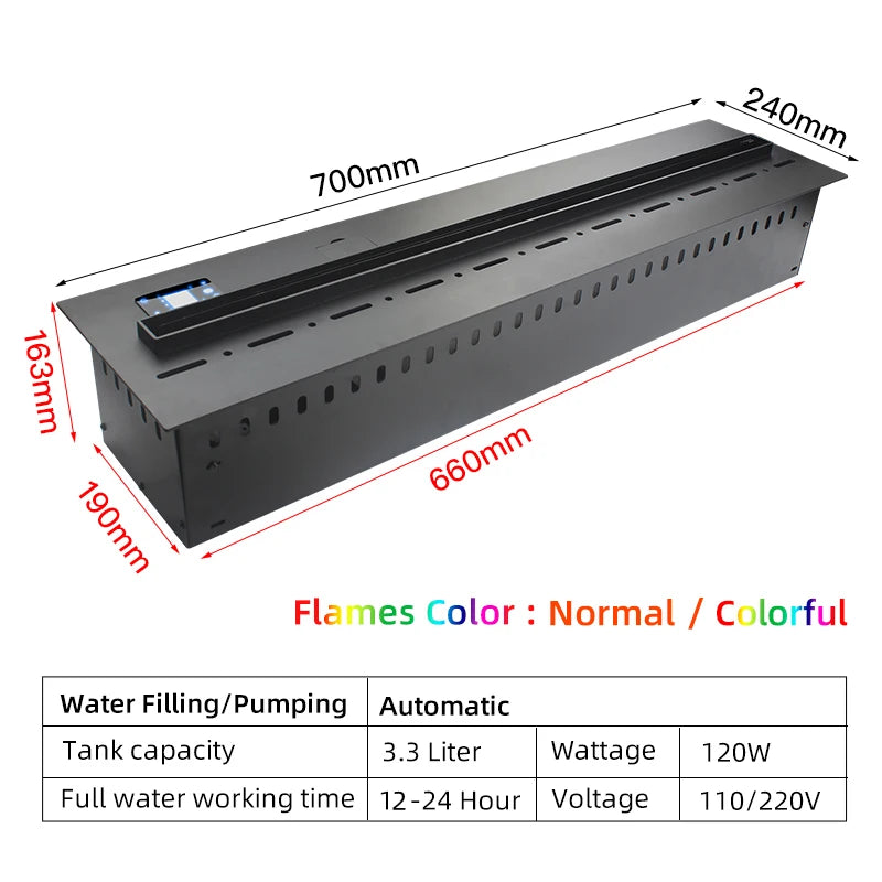 Electric 3D Water Vapor Recessed Steam Fireplace with Remote Control
