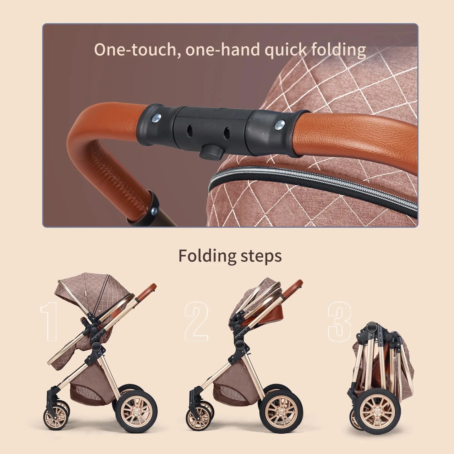 2 In 1 Baby Cradle Stroller Portable High View For 1-2 Years