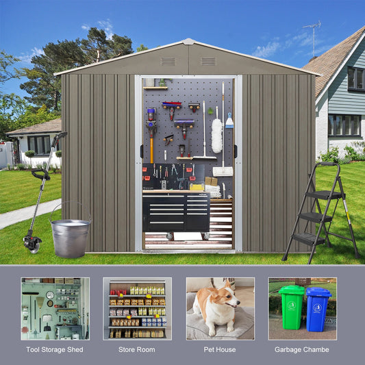 Outdoor Garden Storage Shed With Floor Waterproof Aluminum Frame