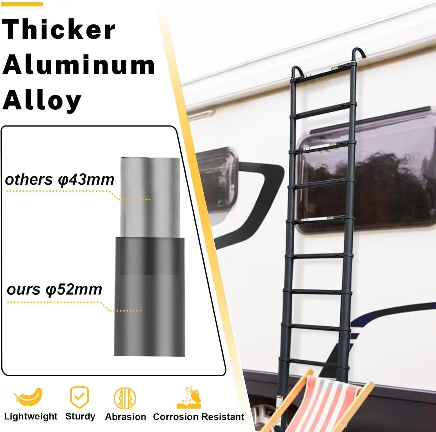 XMSJ Telescopic Ladder 6.5 ft Aluminum with Non Slip Feet