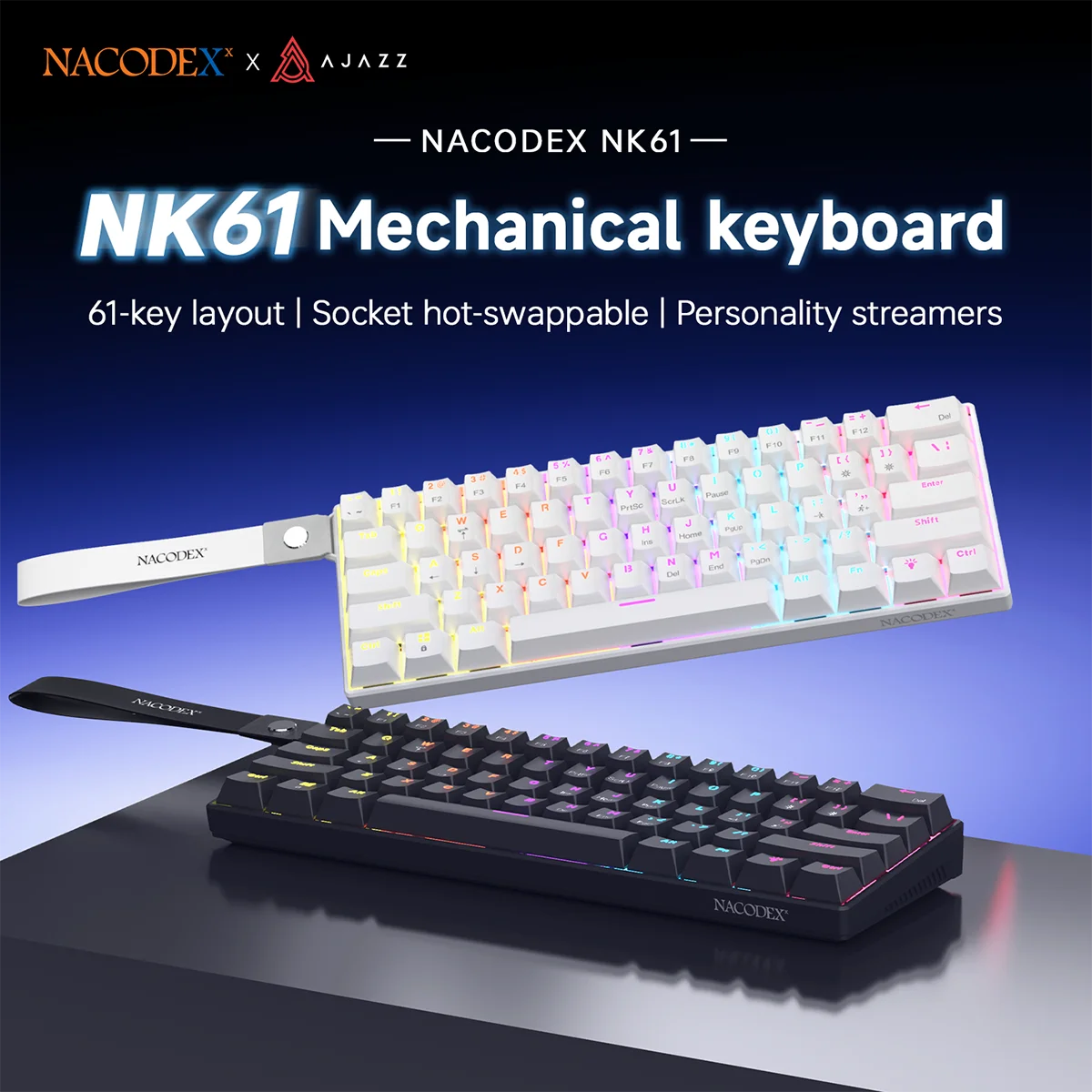 Ajazz NK61 60 Percent Mechanical Keyboard Red Switch Hot Swappable