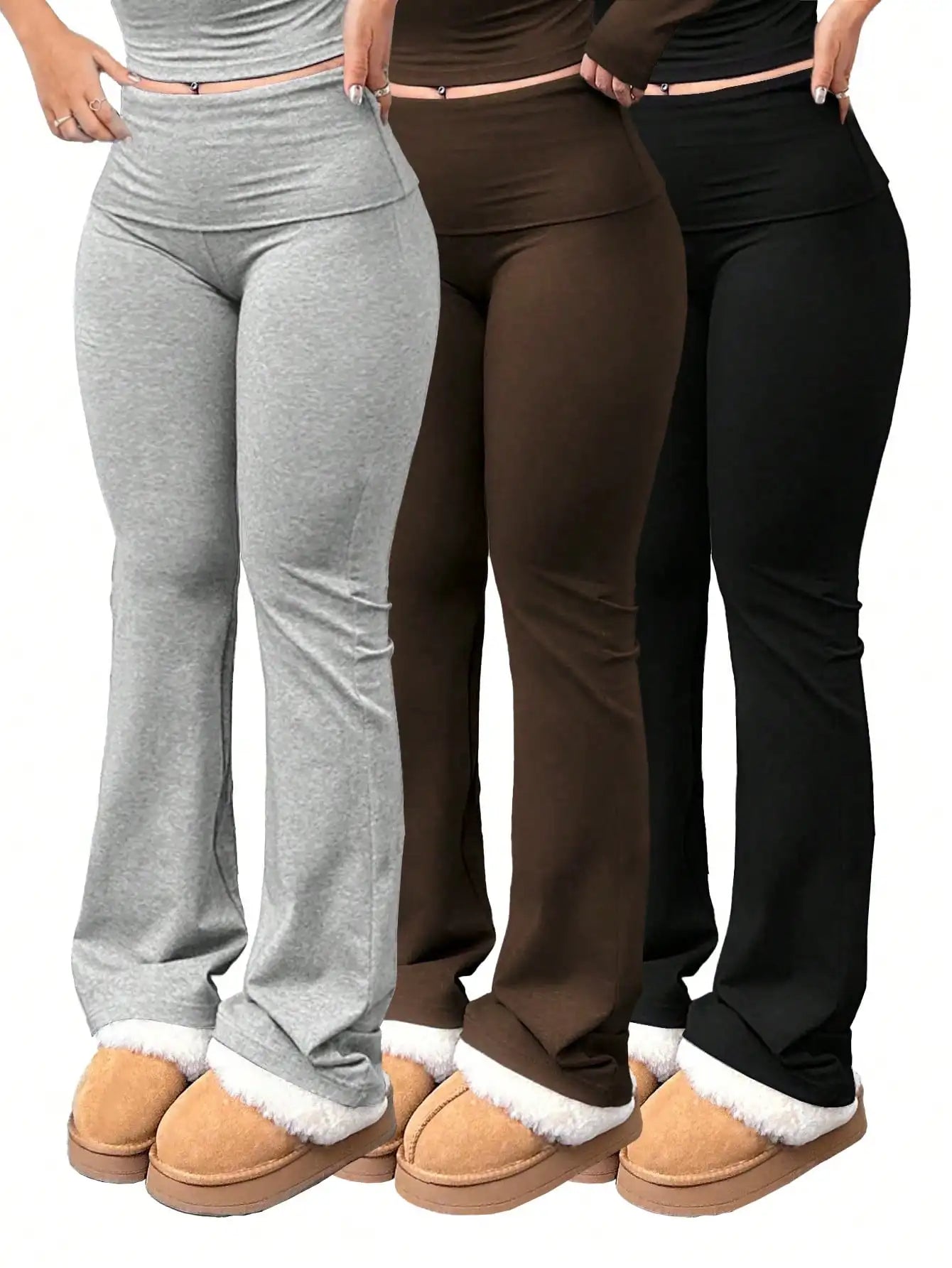 SDNGEDCN Women's High-Waisted Flared Yoga Pants Set