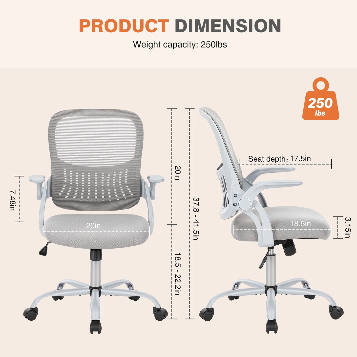 JHK Ergonomic Mesh Backrest Chair With Adjustable Height And Rolling Wheels