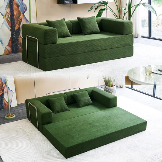 Convertible Floor Sofa Bed With Pillow Back Support Armrest