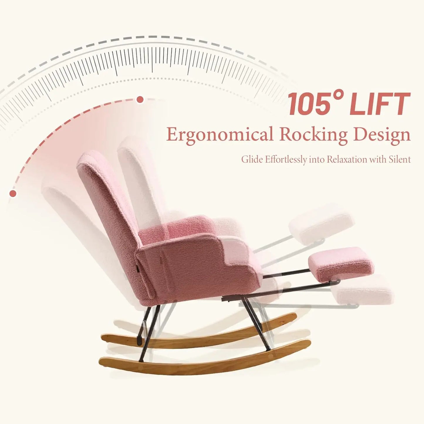 Nursery Rocking Chair Modern Upholstered Glider With Retractable Footrest