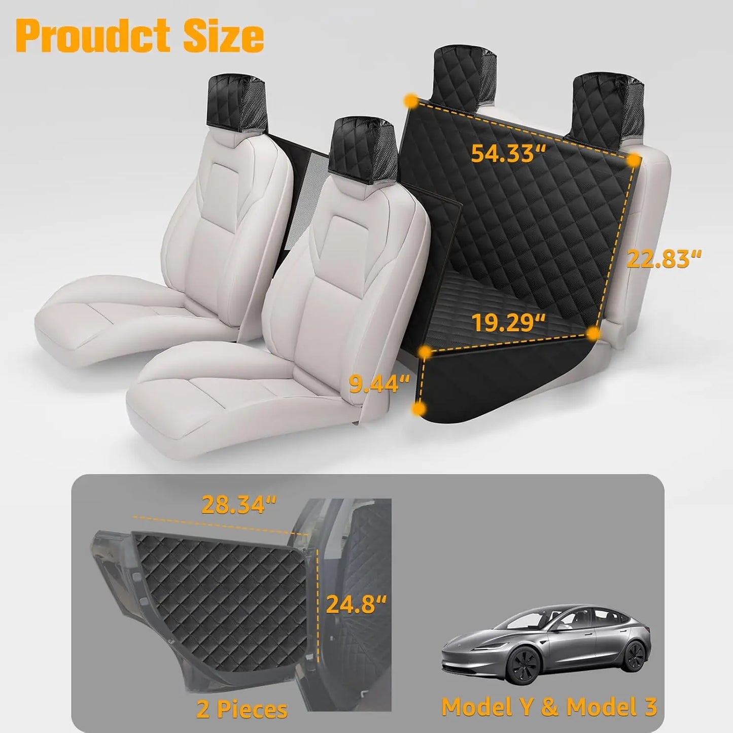 Waterproof Dog Car Seat Cover For Tesla Model 3 And Y With Mesh Window
