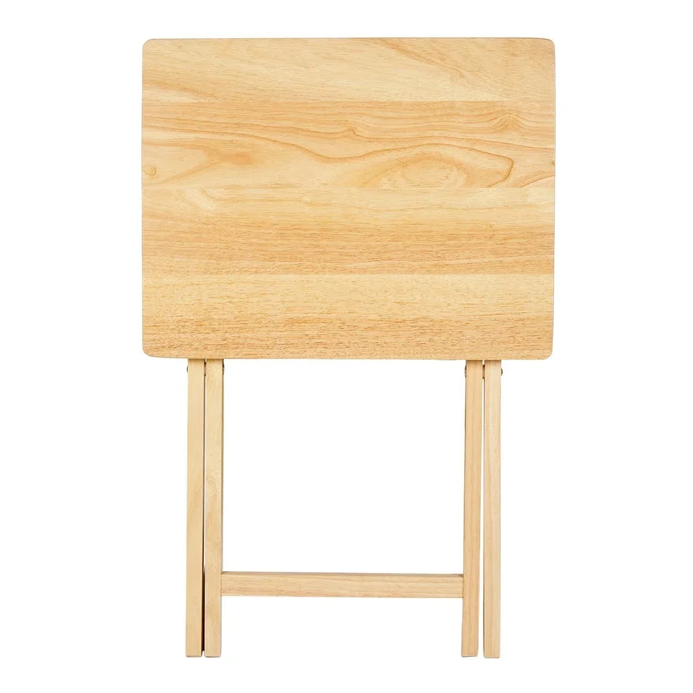 Indoor Folding TV Tray Table Solid Rubberwood Portable