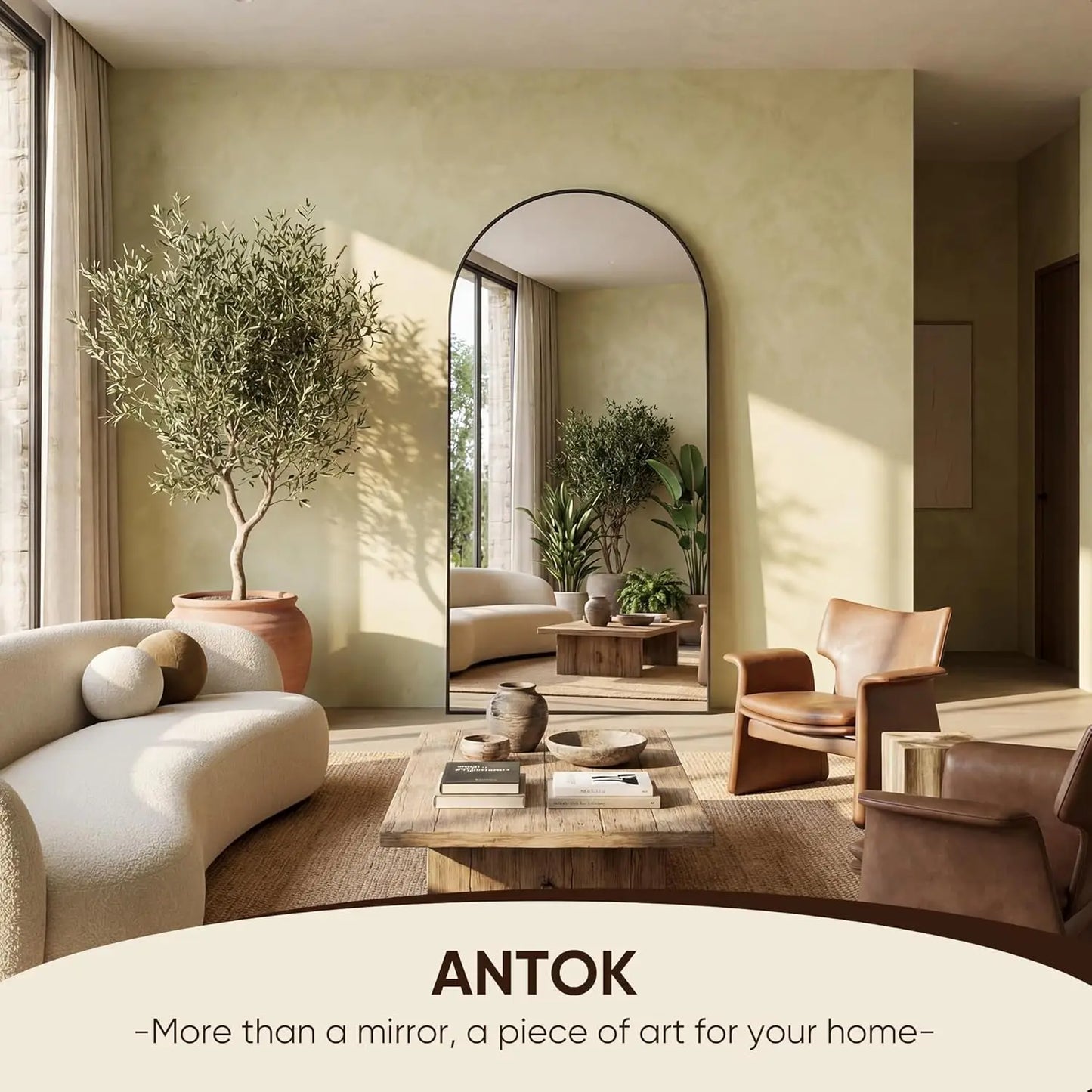 Elegant Arched Floor Mirror Freestanding Or Wall Mounted For Home