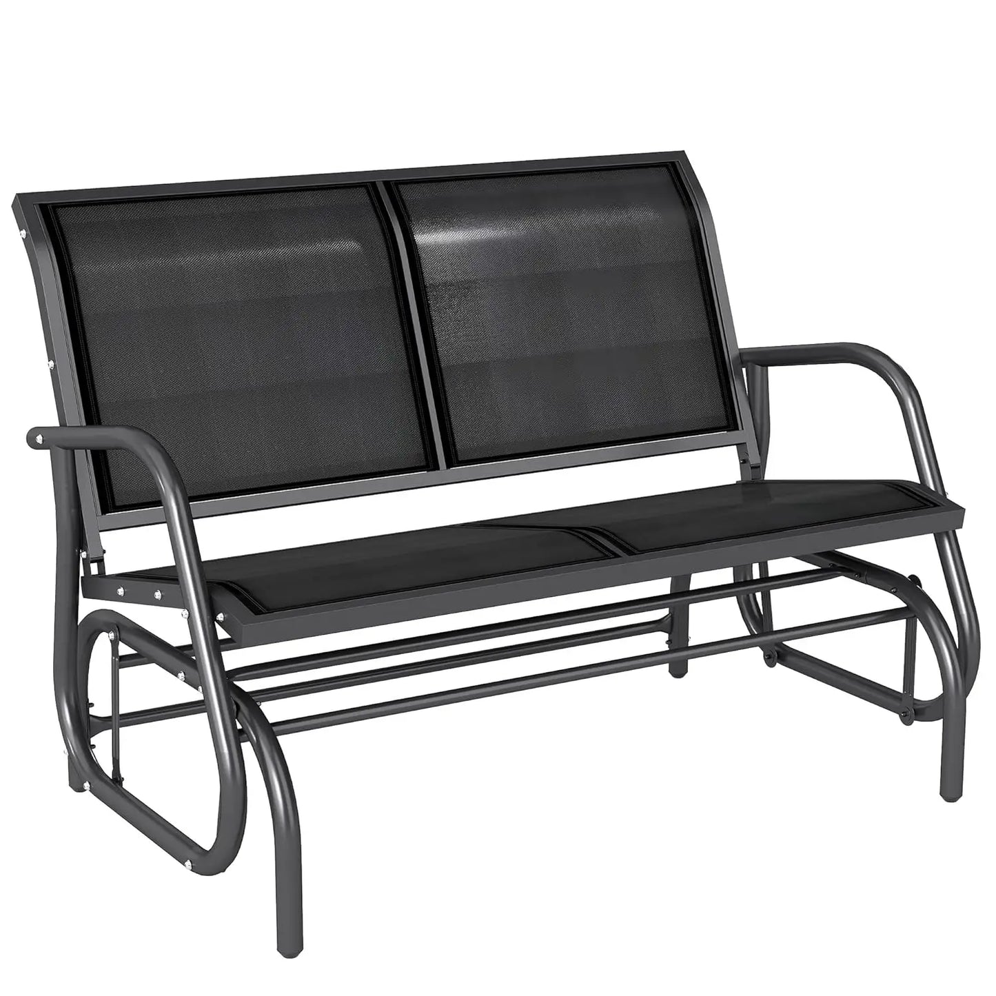 Two Person Outdoor Glider Bench With Powder Coated Steel Frame