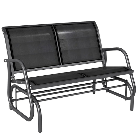 Two Person Outdoor Glider Bench With Powder Coated Steel Frame