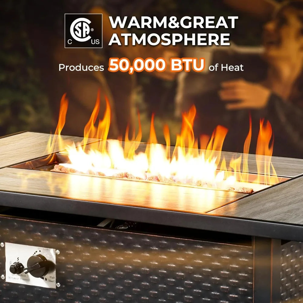 Propane Fire Pit Table For Outdoor Patio 50,000 BTU