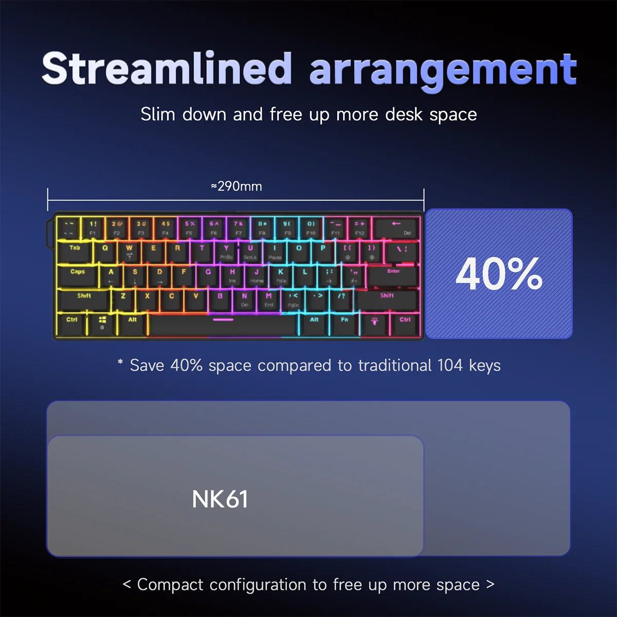 Ajazz NK61 60 Percent Mechanical Keyboard Red Switch Hot Swappable