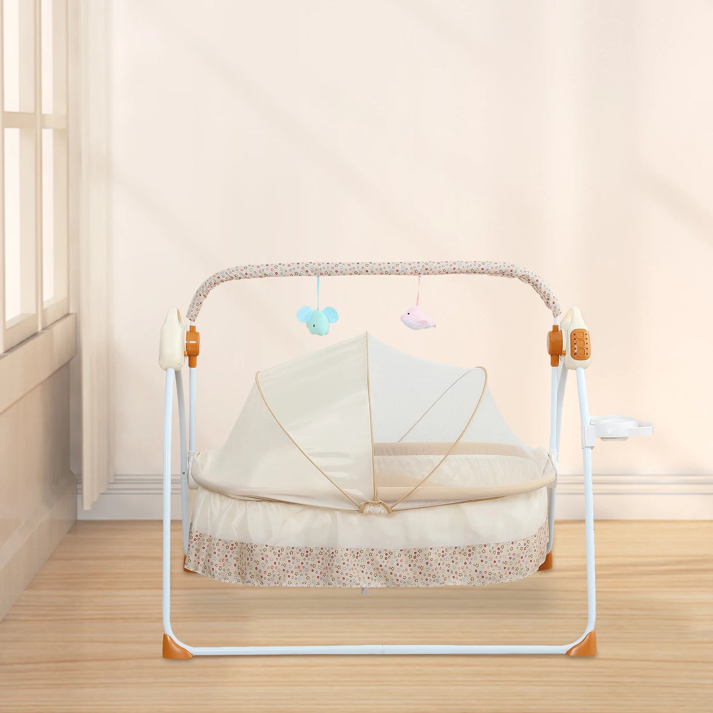 Foldable Electric Baby Cradle With Music Mosquito Net And Swing