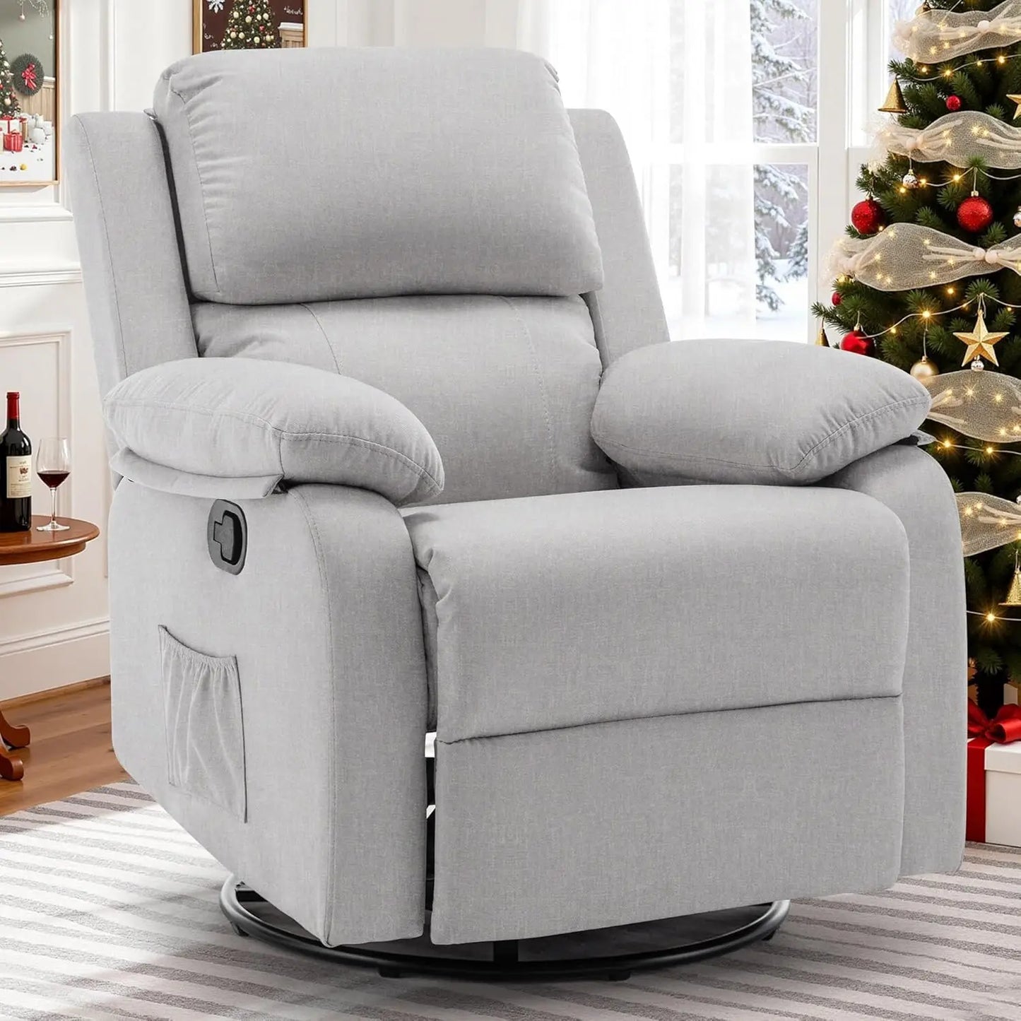 360 Swivel Rocker Recliner Chair For Small Spaces Upholstered Comfort