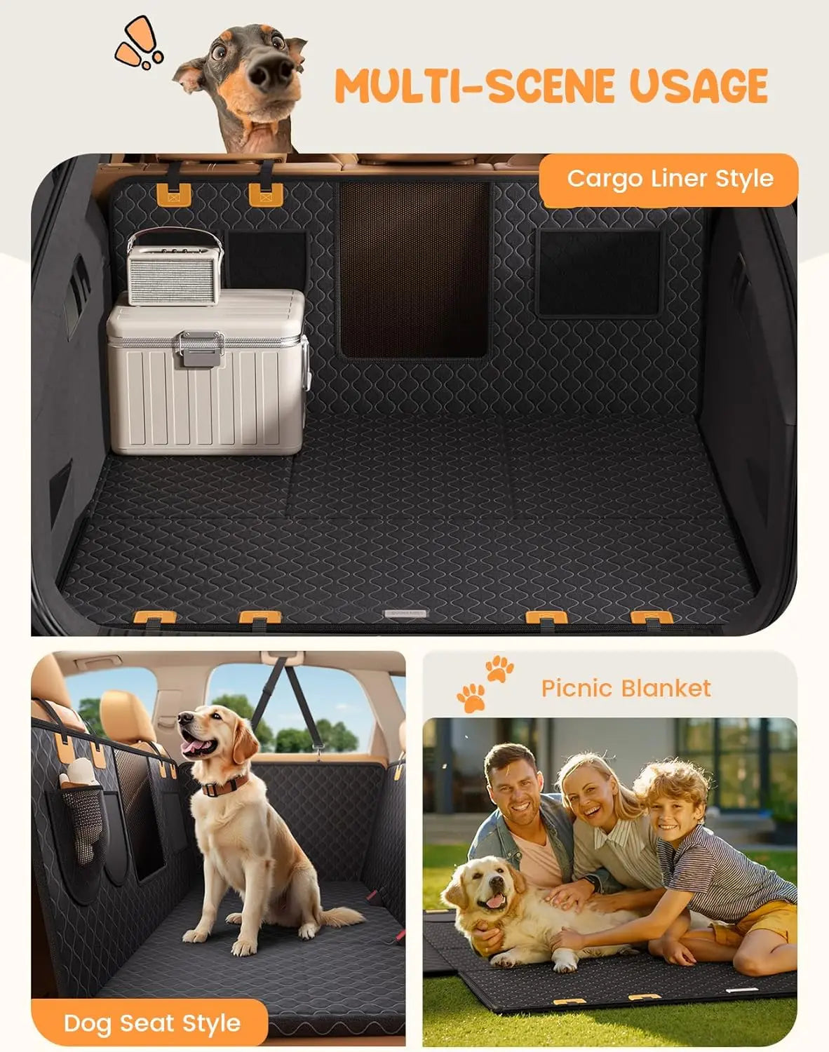 Upgraded Dog Car Seat Cover Waterproof Anti-Rip With Mesh Window