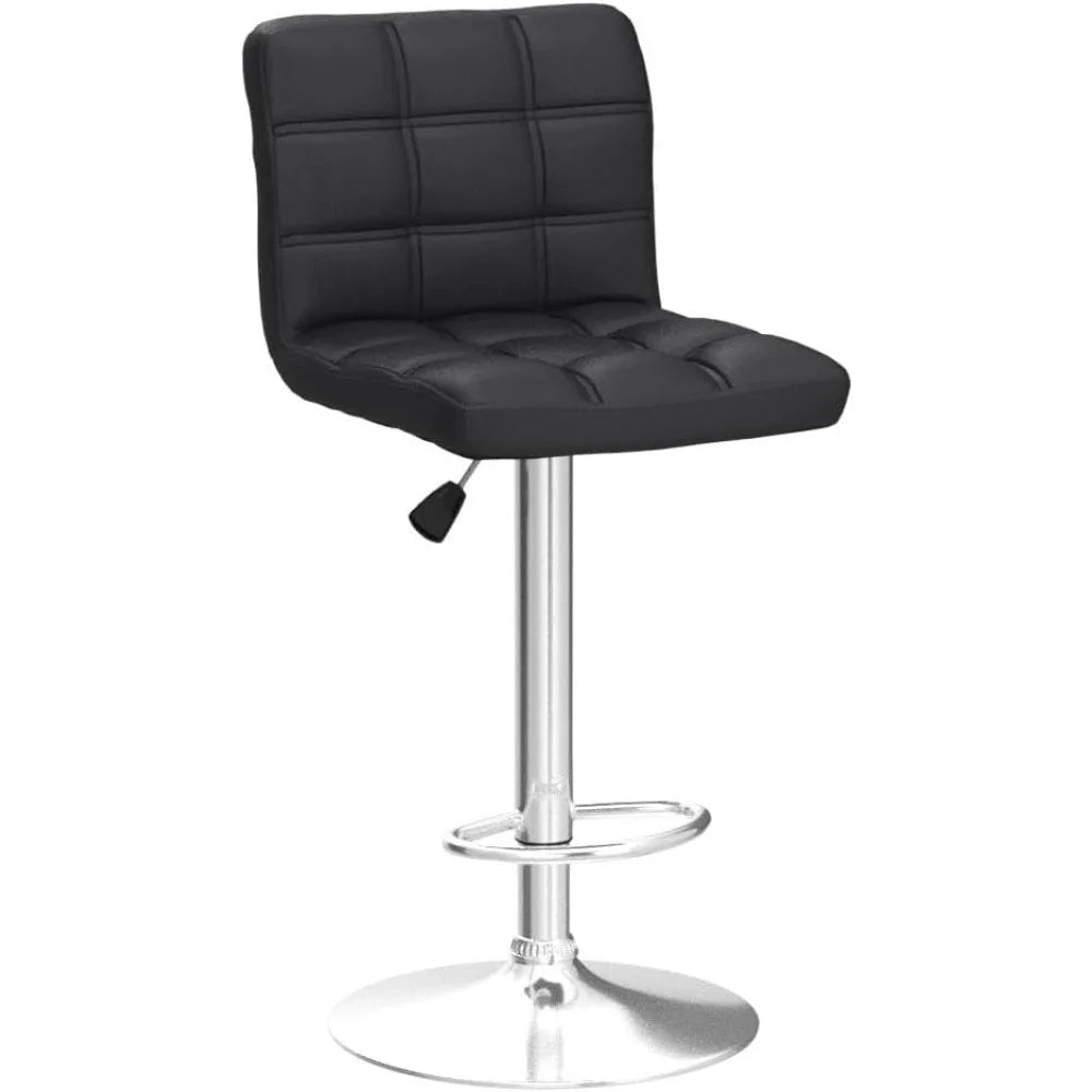 Adjustable Swivel Barstools Set, Modern PU Leather Square Back
