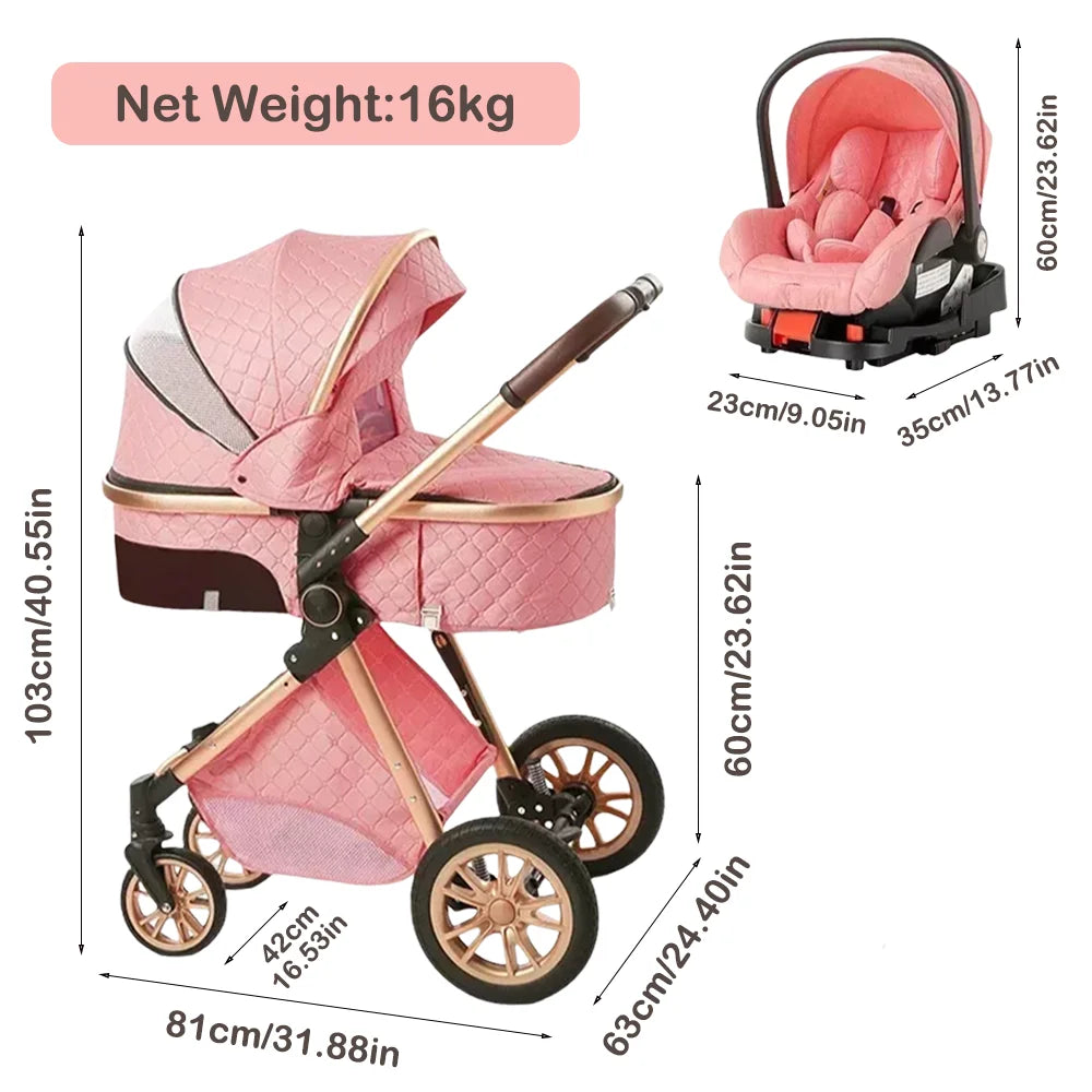 2 In 1 Baby Cradle Stroller Portable High View For 1-2 Years