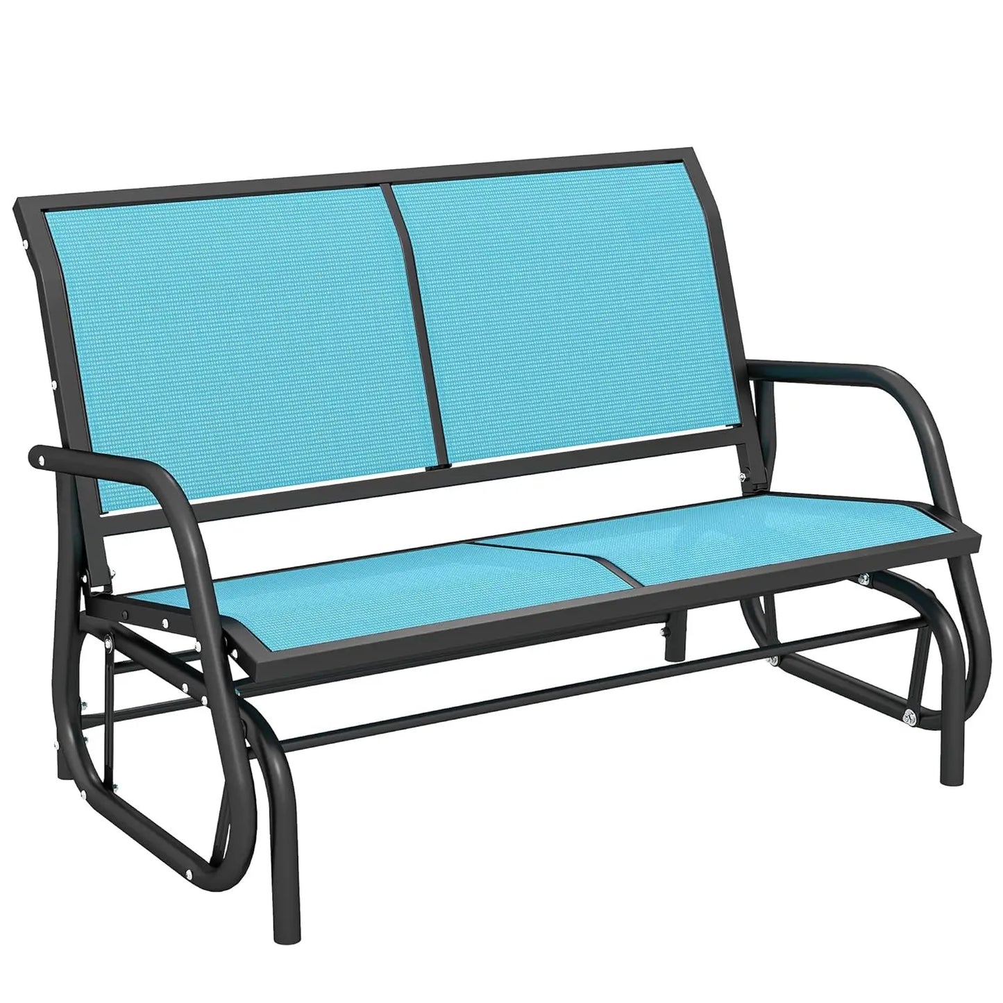 Two Person Outdoor Glider Bench With Powder Coated Steel Frame